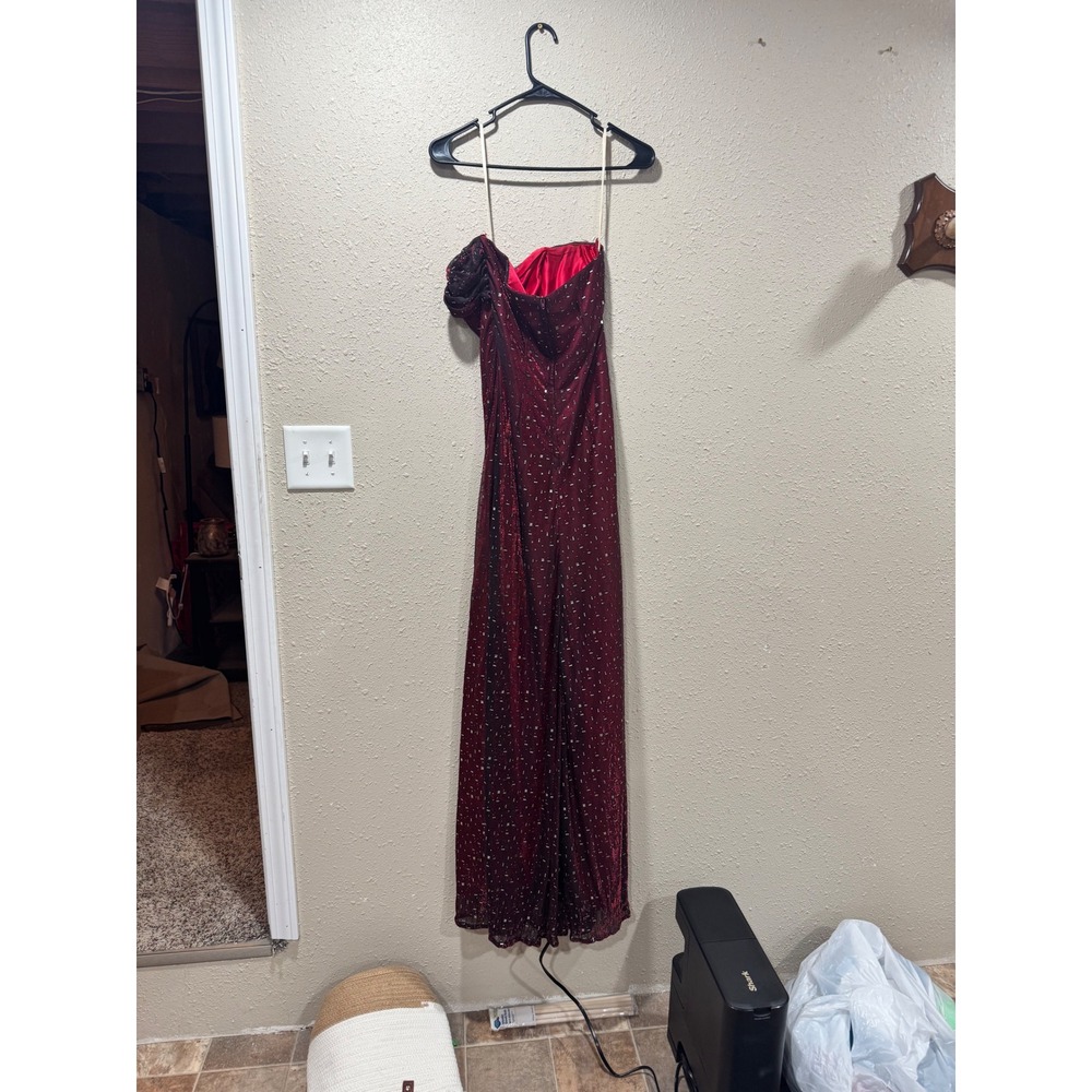 Vintage Do You Love Me? Burgundy Red Glitter Rhinestone Formal Gown Dress Size 6